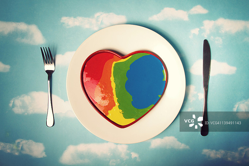 彩虹色的心图片素材