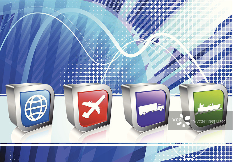 抽象彩色线条背景上的商业运输免版税矢量艺术图片素材