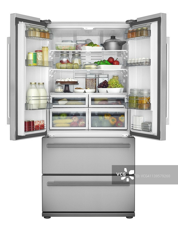 敞开的纯色冰箱图片素材