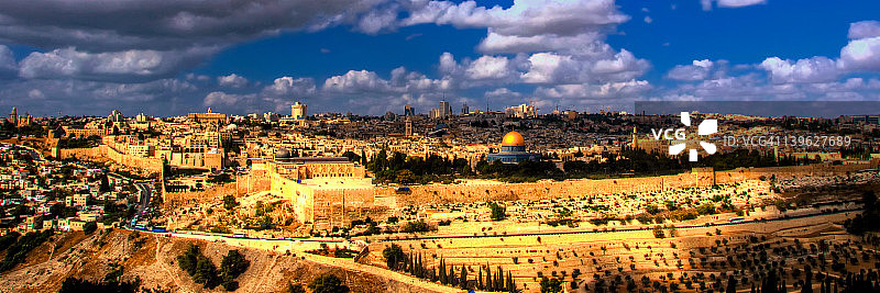 从橄榄山看耶路撒冷图片素材