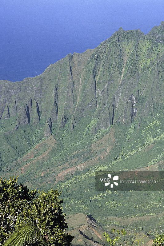 夏威夷考艾岛的纳帕利海岸，夏威夷的花园岛，卡拉劳山谷，科基州立公园图片素材