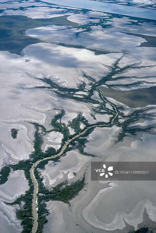 昆士兰州菲茨罗伊河盐滩航拍图片素材