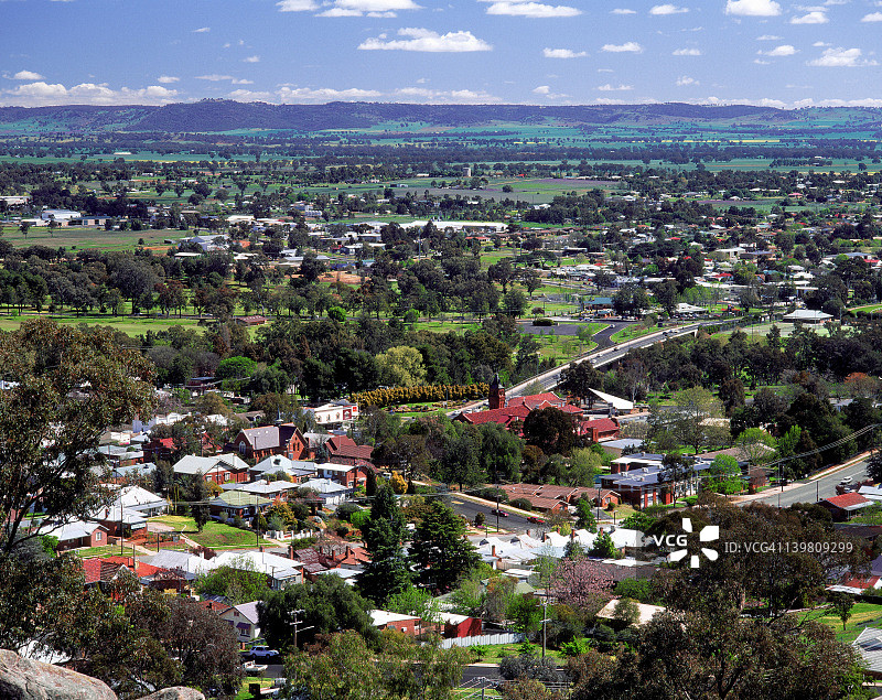 考拉镇，拉 Lachlan 河谷（从山上拍摄）图片素材
