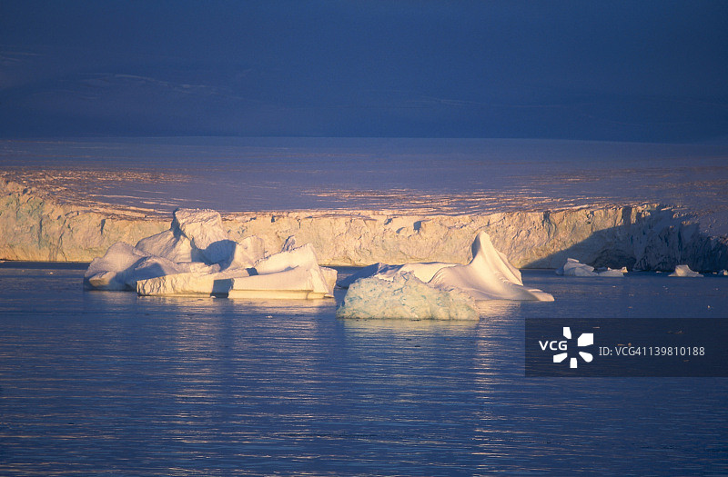南极洲乔治国王岛的冰川入海景象图片素材