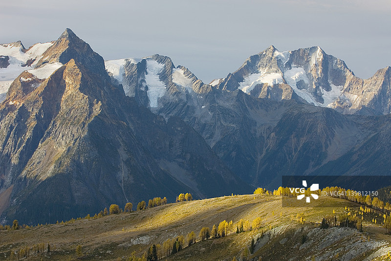 皇帝峰，海拔3127米，加拿大不列颠哥伦比亚省珀塞尔山脉图片素材