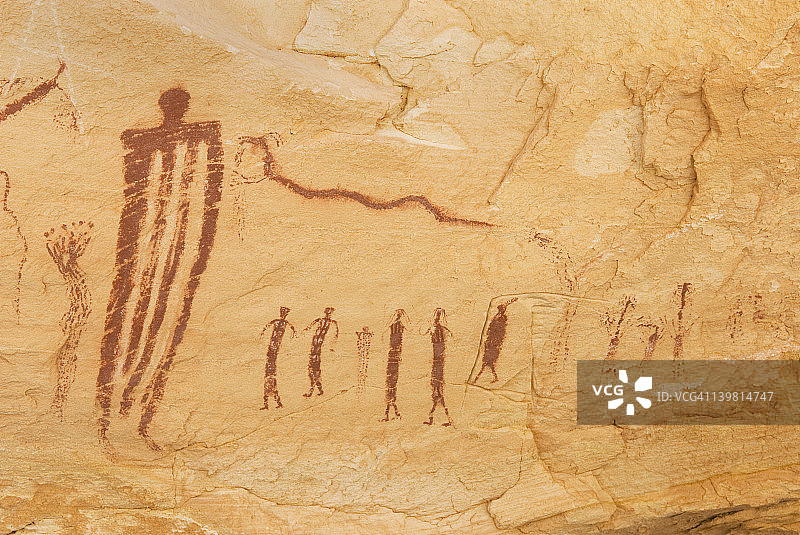 美国犹他州圣拉斐尔礁野马峡谷壁龛天花板上的屏障风格象形图图片素材