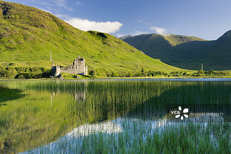 英国苏格兰奥湖尽头的基尔丘恩城堡图片素材