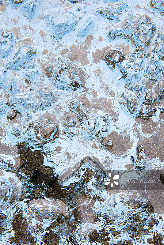 美国阿拉斯加州兰格尔-圣伊莱亚斯国家公园的肯尼科特冰川融水景象图片素材