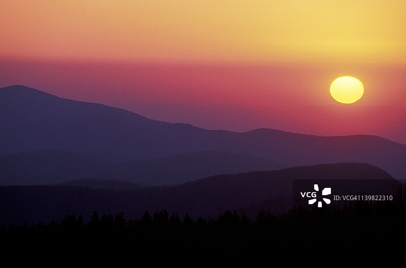 大雾山国家公园日落（田纳西州和北卡罗来纳州）图片素材