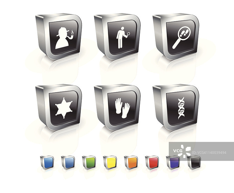 免版税的犯罪调查矢量图标集图片素材