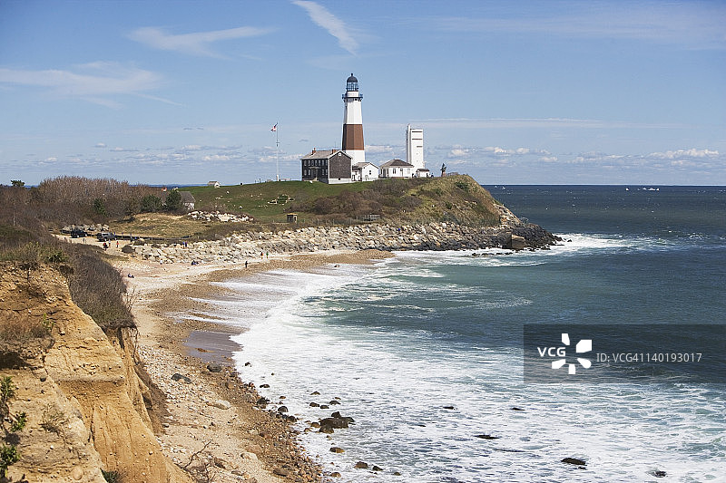 美国纽约长岛蒙托克海岸线与灯塔图片素材