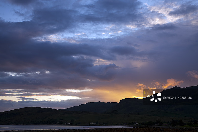 英国苏格兰艾尔什湖的日落图片素材