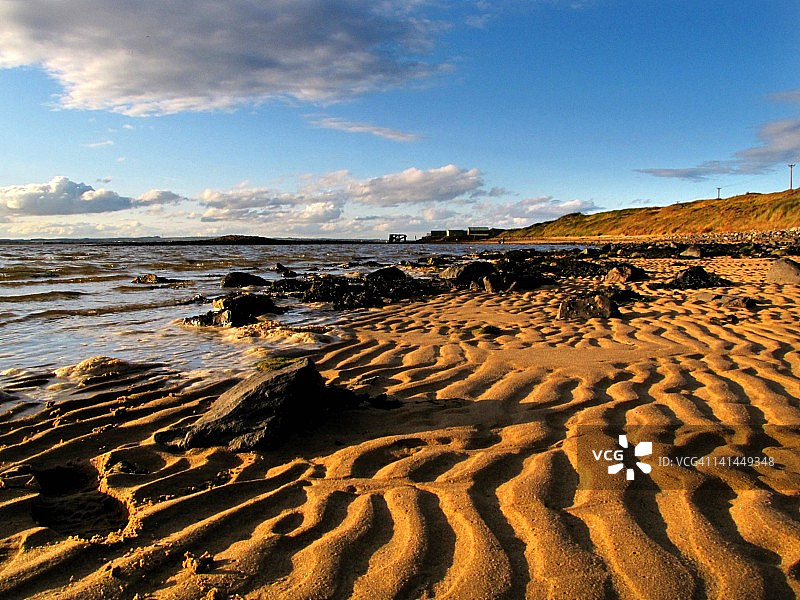 海岸线上的足迹图片素材
