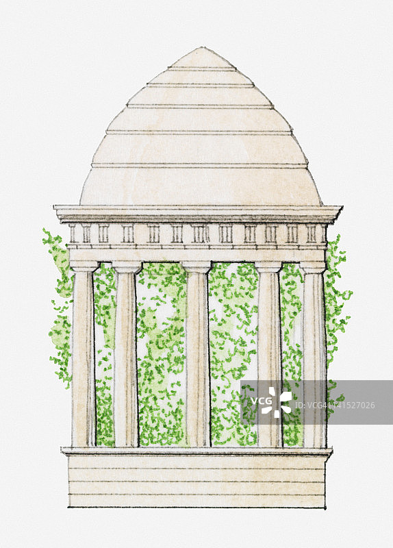 巴黎文森森林爱之殿插画图片素材