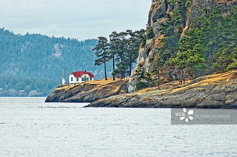 转折点灯塔，斯图尔特岛，华盛顿州图片素材