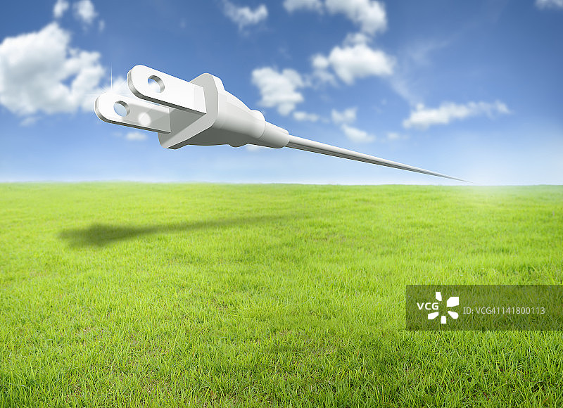 山坡上的电源插头引线图片素材