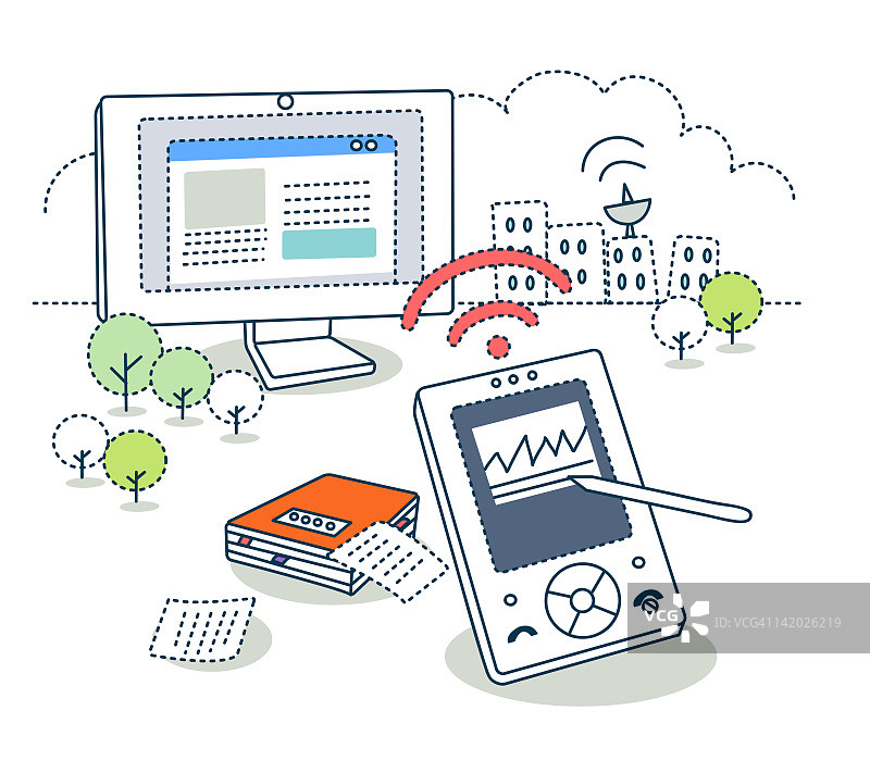 无线连接手机插画图片素材