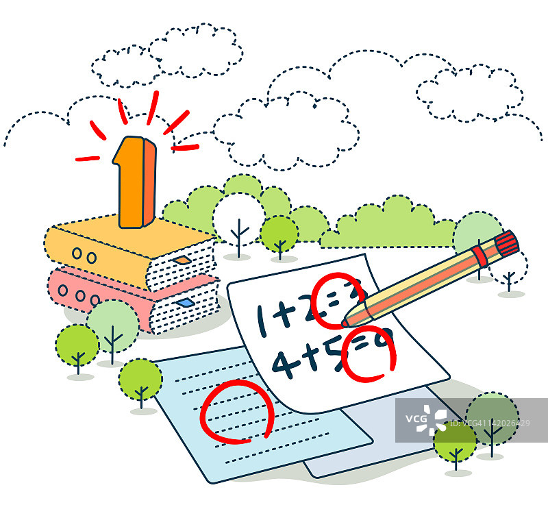 数学纸上的圆形标记图片素材