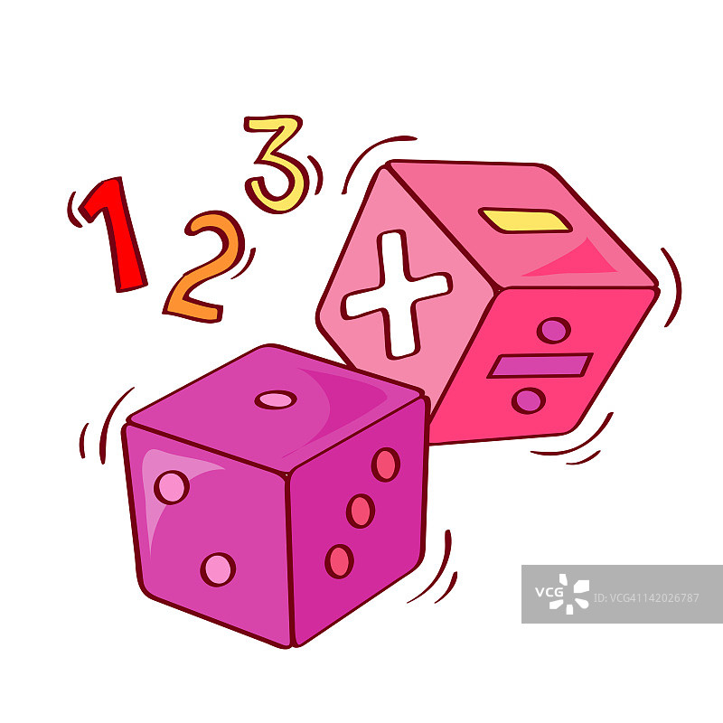 带有符号的骰子插画图片素材