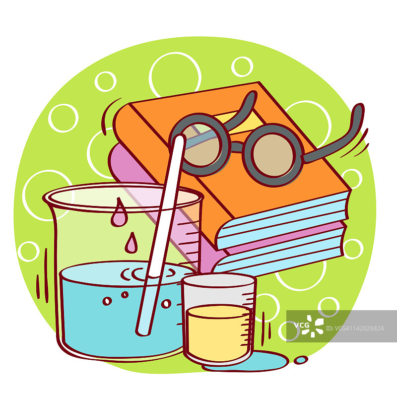 实验、书籍和眼镜插画图片素材