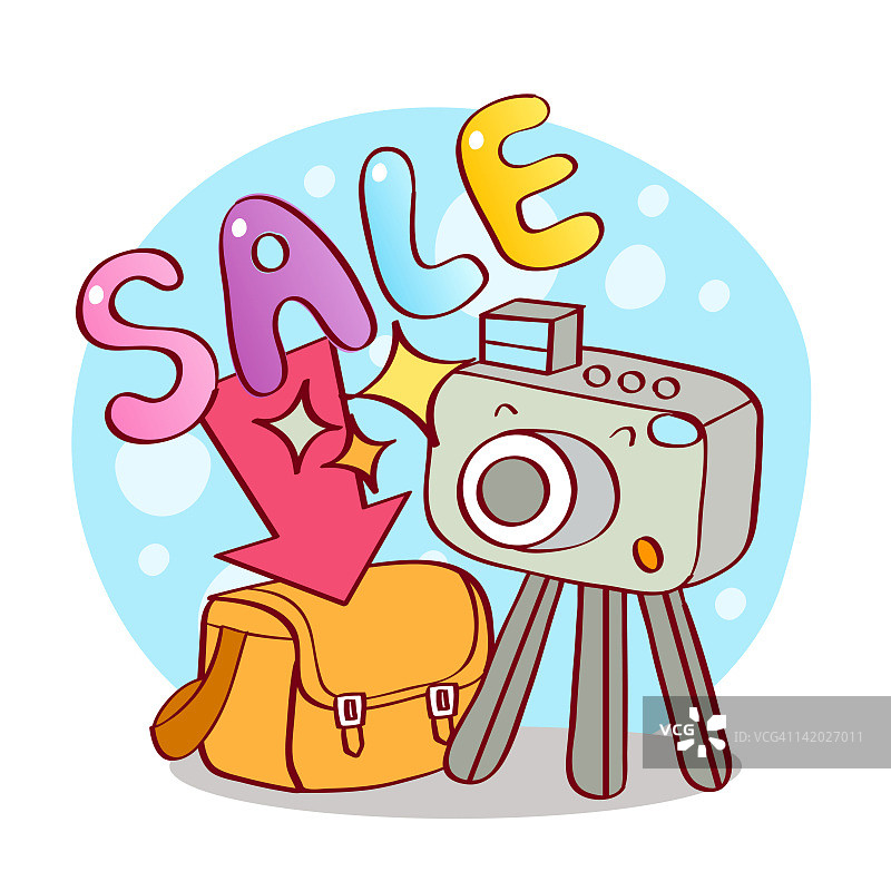 促销中的旅行包和相机图示图片素材