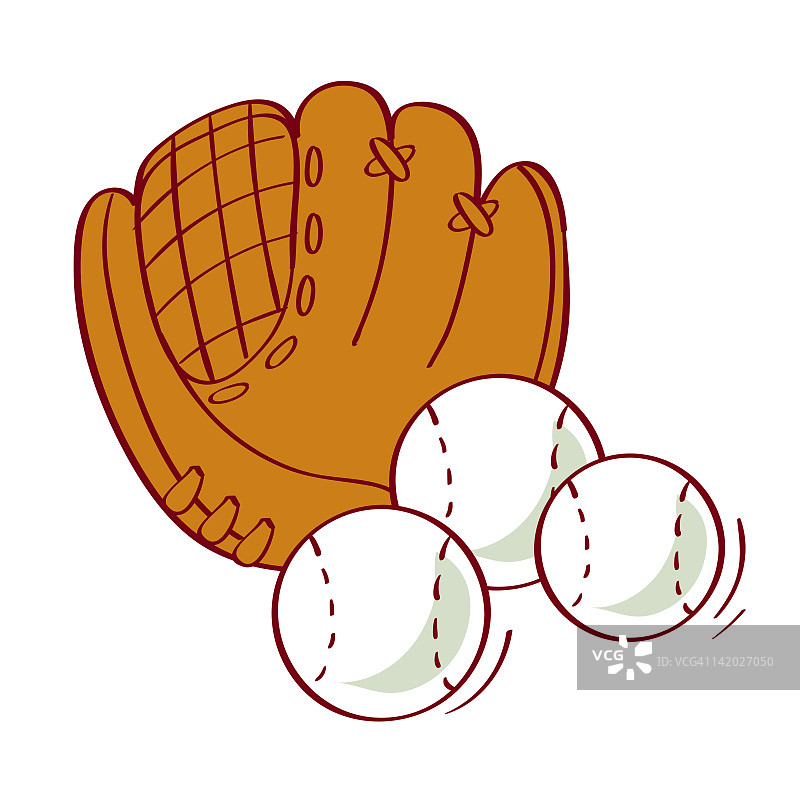 手套和球的插画图片素材