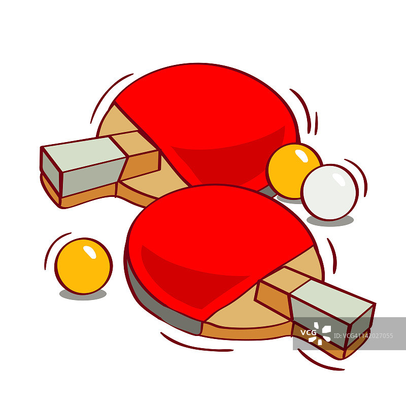 乒乓球拍和球插画图片素材