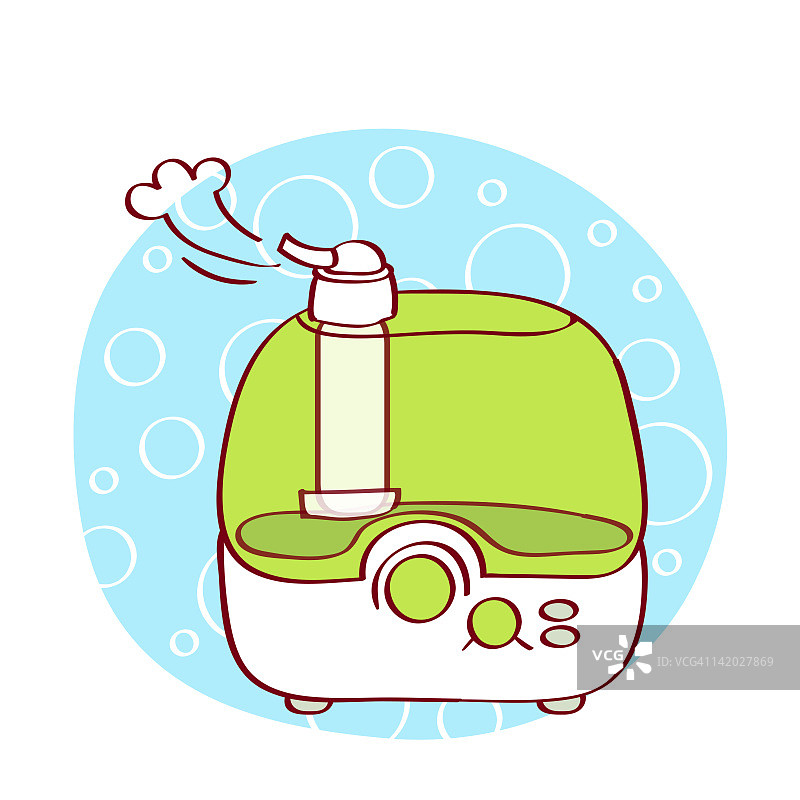 白色背景下的电动加湿器插画图片素材