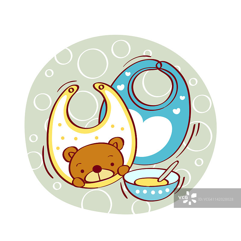 沾有婴儿食品的餐巾插画图片素材