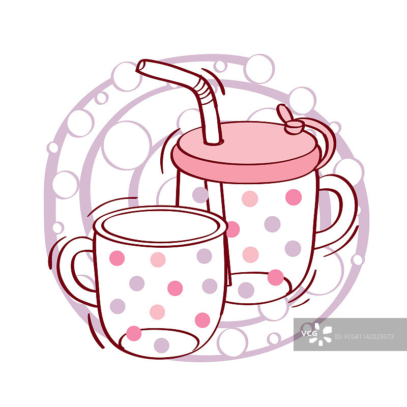 带吸管的马克杯插画图片素材
