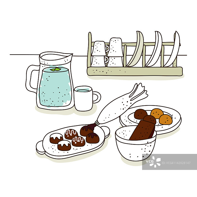 蛋糕制作插画图片素材