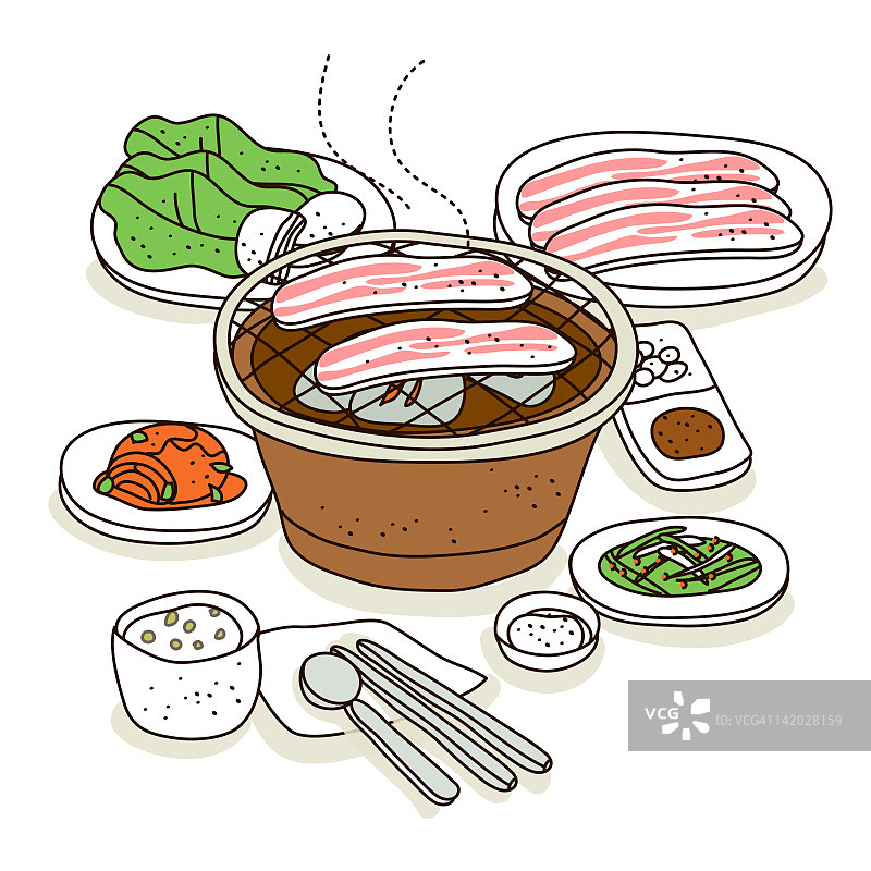 烧烤架插画图片素材