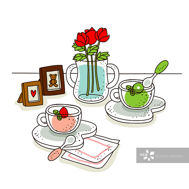 可爱的相框背景茶点图片素材