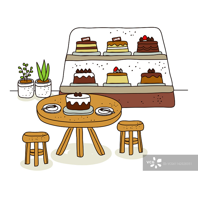 带桌椅的蛋糕店图片素材