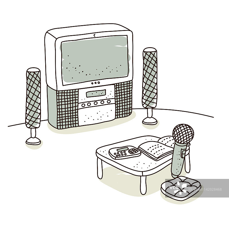 电视机和麦克风插画图片素材