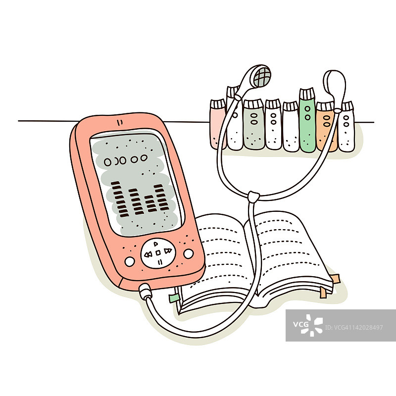 带耳机的MP3播放器插画图片素材