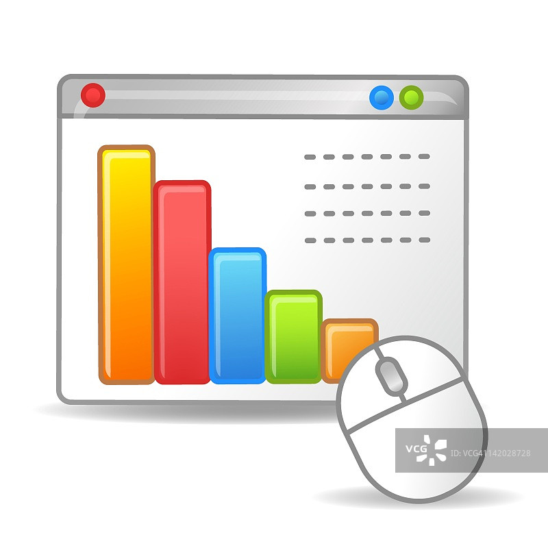 电脑显示器上的条形图插画图片素材