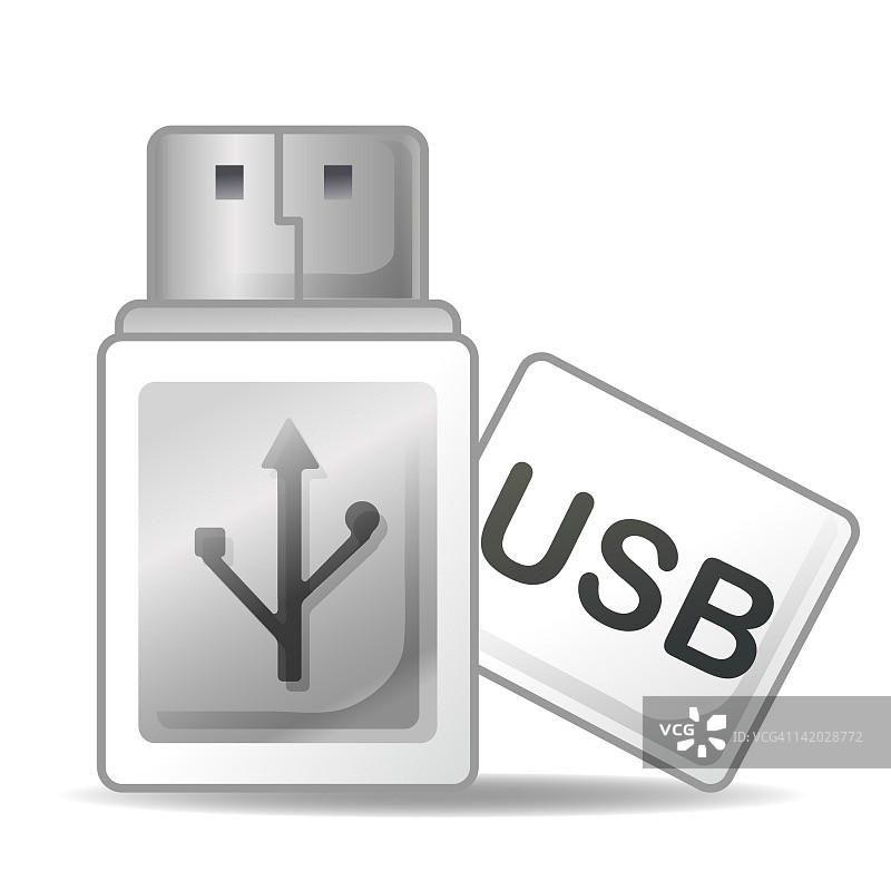 白色背景上的USB插画图片素材