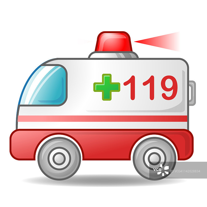 白色背景上的救护车插图图片素材