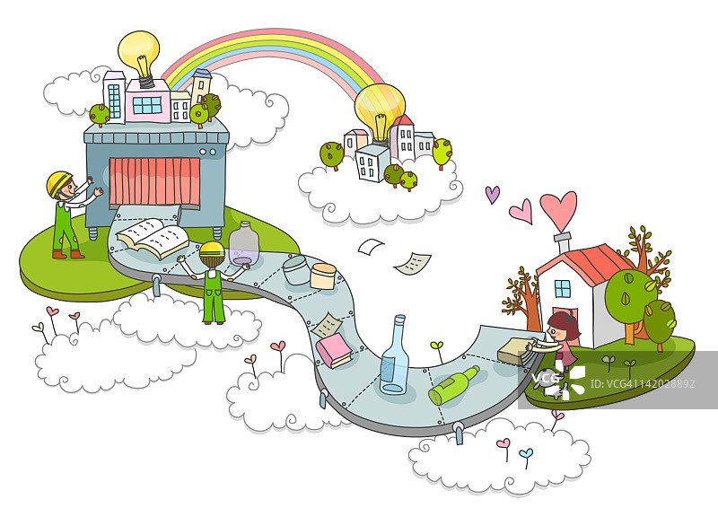 传送带上的家居用品图片素材