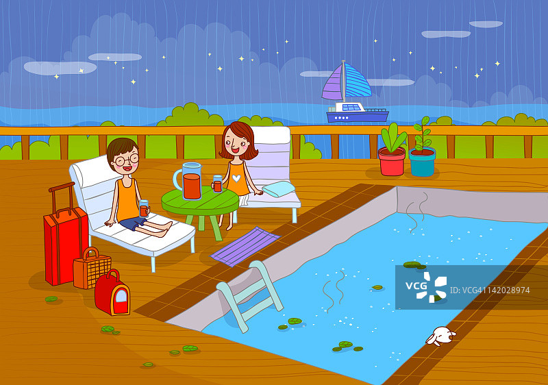 情侣在度假村图片素材