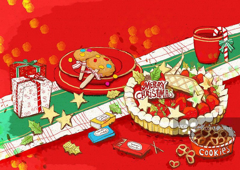 圣诞节食物和小吃插画图片素材