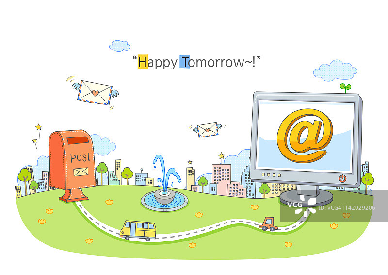 互联网邮件发送插画图片素材