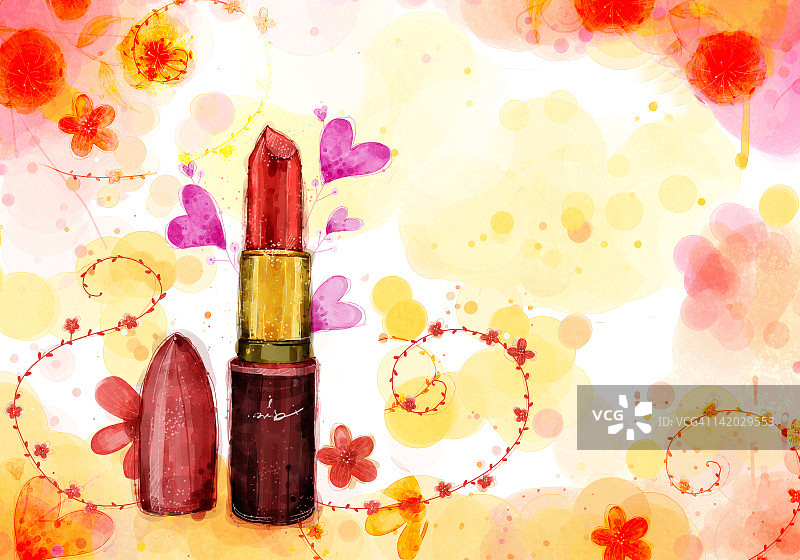 花卉背景上的口红图片素材