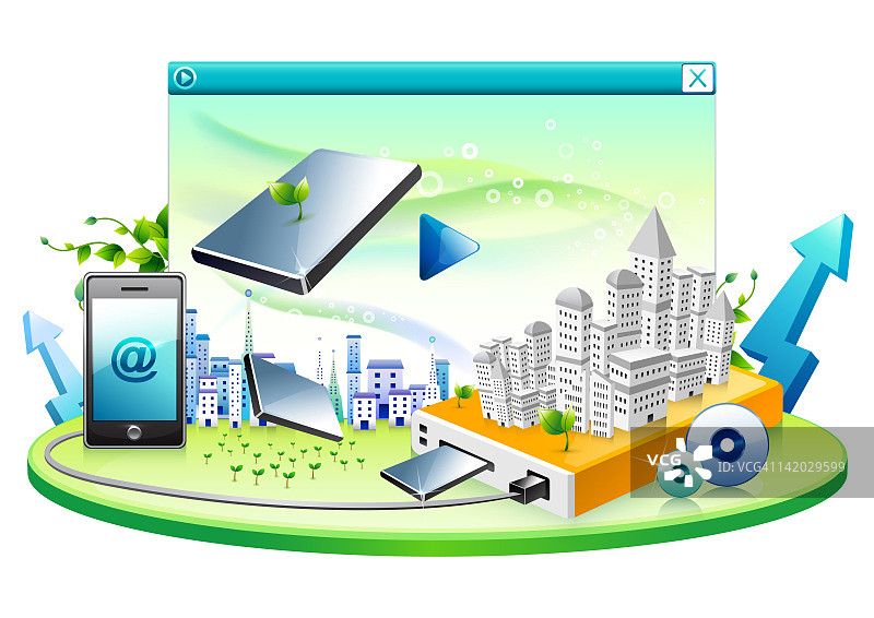 连接互联网的手机插画图片素材