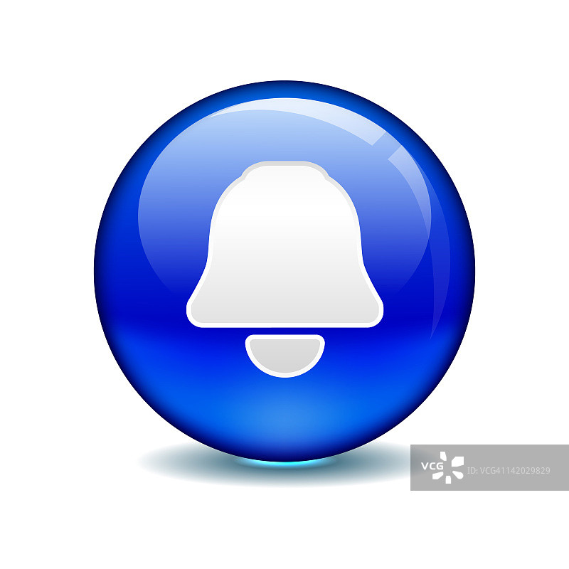 闪亮蓝色圆圈中的铃铛插画图片素材