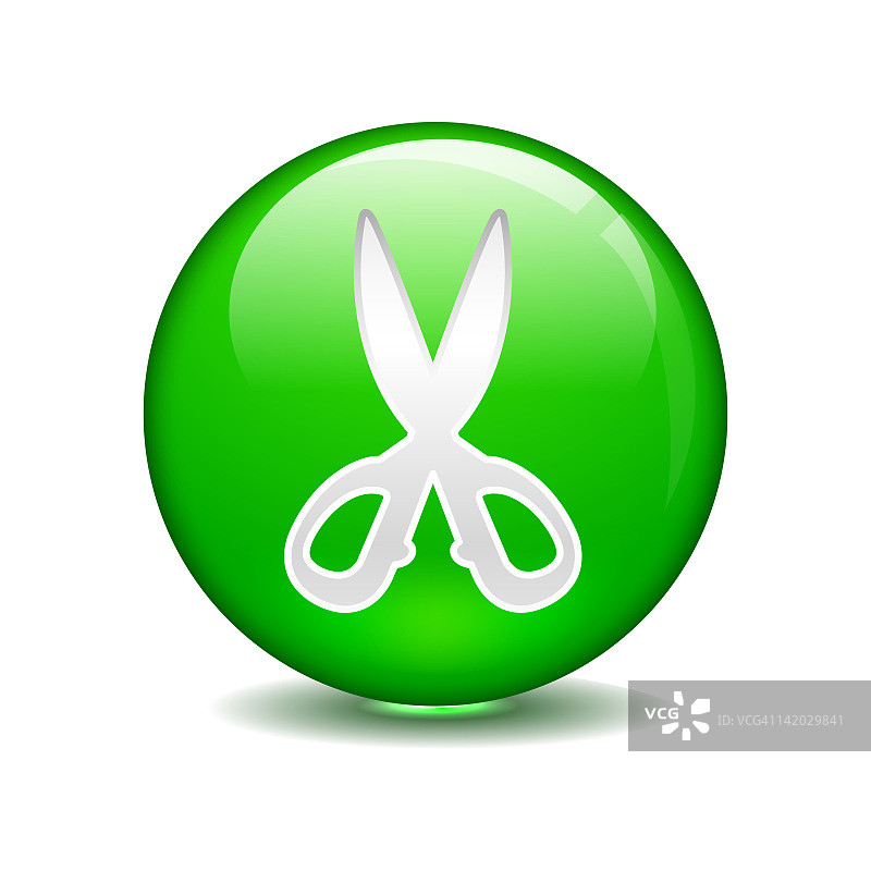 绿色圆圈上的剪刀符号插画图片素材