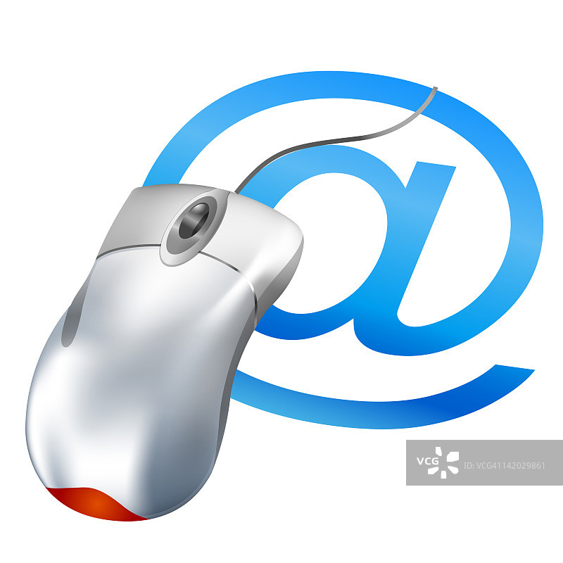 带有“@”符号的电脑鼠标插画图片素材