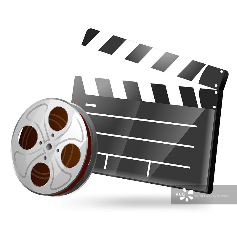 电影胶片和电影场记板插画图片素材