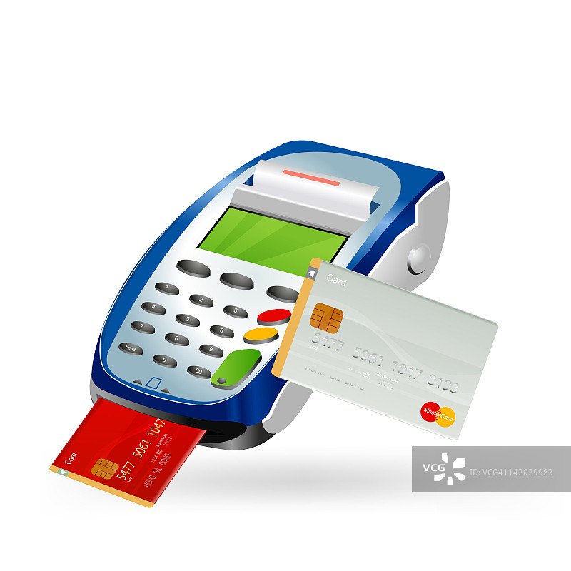 借记卡和信用卡机插画图片素材
